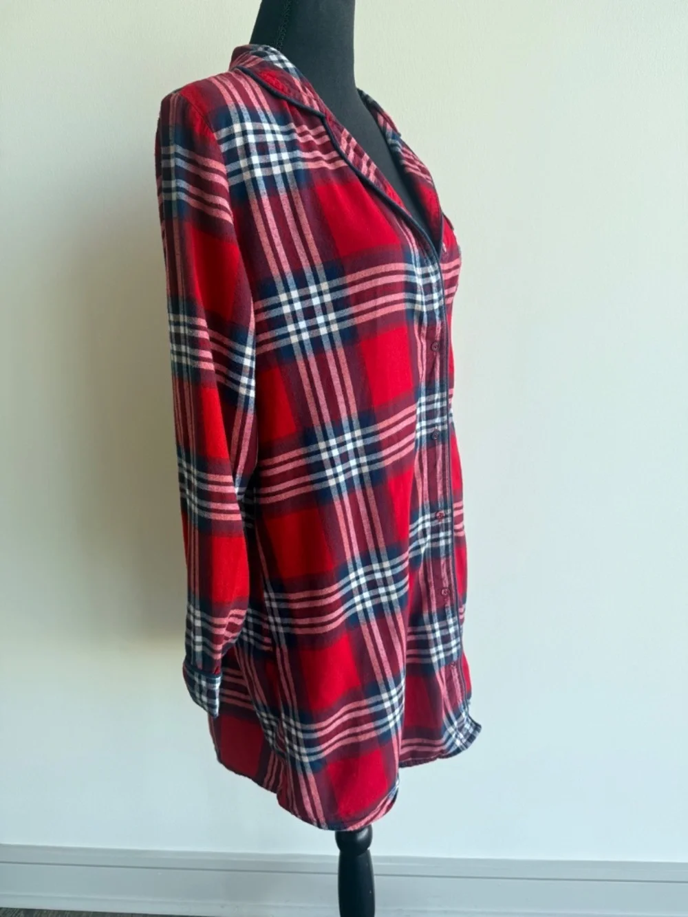 Stars Above Women's Flannel Pajama Button-Up Shirt Dress